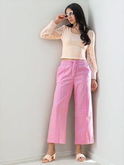 Freehand - Women Purple Solid Mid-Rise Trouser