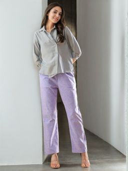 Freehand - Women Powder Blue Regular Fit Mid-Rise Trouser