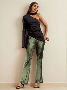 Freehand - Women Green Regular Fit Solid Mid-Rise Trouser