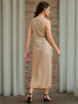 Freehand - Grey Women's A-Line Fit Solid Draped Dress