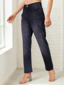 Freehand - Women Black Straight Fit Solid Mid-Rise Jeans