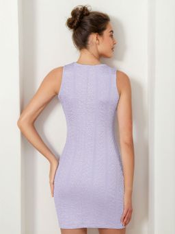 Freehand - Women Purple Fitted Textured Bodycon Dress