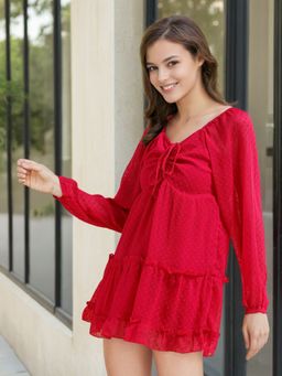 Freehand - Women Black Fit & Flared Tiered Dress