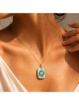 Arvino - 22K Gold Plating Aquamarine Topaz Accent Charm