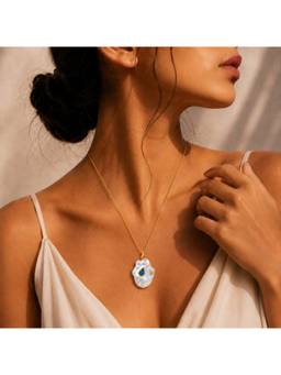 Arvino - 22K Gold Plating White Baroque Pearl Topaz Charm