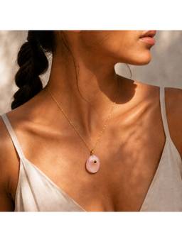 Arvino - 22K Gold Plating Rose Quartz Garnet Accent Charm