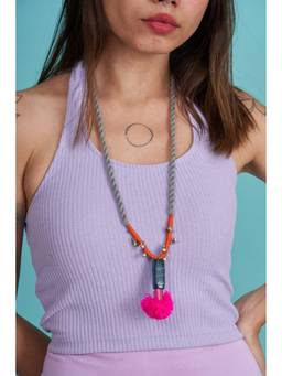 Ziddi - Grey Ceramic Beads Necklace