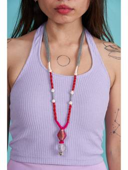 Ziddi - Pink Ceramic Beads Necklace