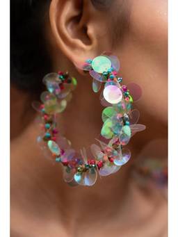 Ziddi - Multi-Color Sitara Hoops Earrings