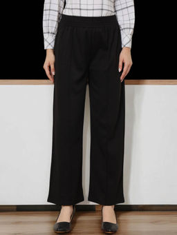 FITHUB - Women Black Relaxed Straight Leg Full Elasticated Trouser