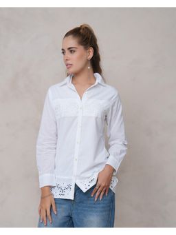 Zolo Label - Women Cotton Embroidered Collar Neck and Full Sleeves Shirt