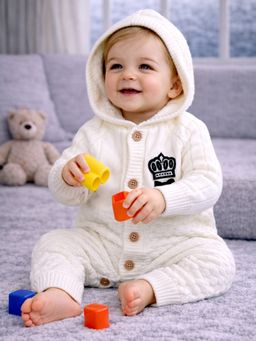 Little Surprise Box - Ivory Crown Full Sleeves Winter Romper