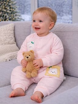Little Surprise Box - Pink Cookie Patch Winter Full Sleeves Romper