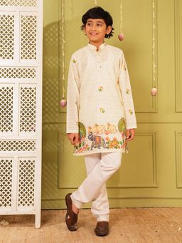 AJ Dezines - Yellow Cotton Blend Full Sleeves Kurta With Pyjama