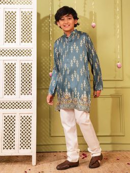 AJ Dezines - Tan Cotton Blend Full Sleeves Kurta With Pyjama