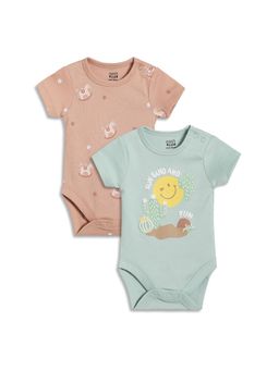 MINI KLUB - Multi-Color Cotton Half Sleeves Bodysuit (Pack of 2)