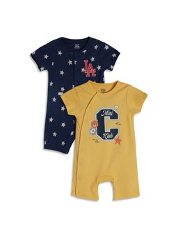 MINI KLUB - Multi-Color Cotton Half Sleeves Romper (Pack of 2)