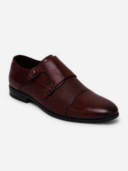 EZOK - Men Maroon Formal Monk Straps
