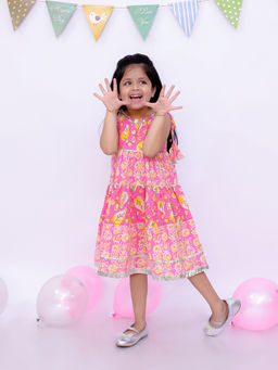 BownBee - Girls Pink Printed Dress