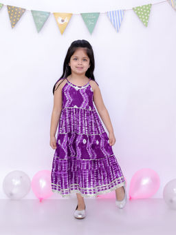 BownBee - Girls Purple Tie and Dye Dress