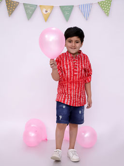 BownBee - Boys Red Tie and Dye Shirt