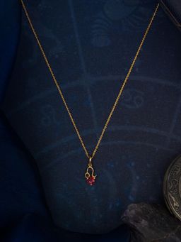Shaya by CaratLane - 925 Silver Shaya by CaratLane Leo Gold Plated Pink Stone Necklace