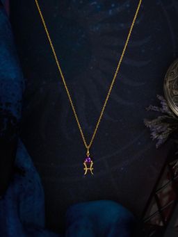 Shaya by CaratLane - Pisces Gold Plated Purple Stone 925 Silver Necklace