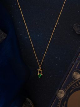 Shaya by CaratLane - 925 Silver Shaya by CaratLane Gemini Gold Plated Green Stone Necklace