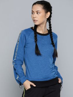 Alcis - Women Blue Melange Effect Training Sweatshirt