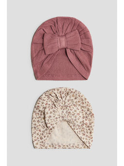 H&M - Girls Pink 2-Pack Knot-Detail Hats
