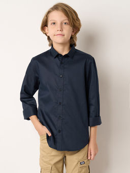 Jack & Jones Junior - Boys Solid Navy Blue Shirt