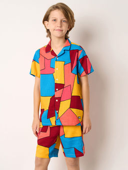 Jack & Jones Junior - Boys Geometric Print Multicolor Shirt