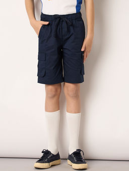 Jack & Jones Junior - Boys Solid Navy Blue Cargo Shorts