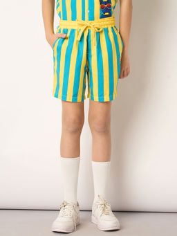 Jack & Jones Junior - Boys Striped Yellow Casual Shorts