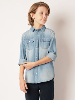 Jack & Jones Junior - Boys Solid Blue Shirt