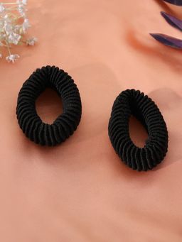 Estele - Black Pony Tail Tight Rubber Bands for Women or Girl Pack of 2