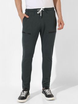 Campus Sutra - Men Solid Charcoal Grey Regular Fit Trackpants