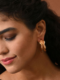Sohi - Gold Toned Contemporary Half Hoop Earrings