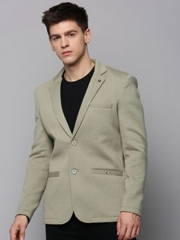 SHOWOFFFF - Mens Notched Lapel Olive Solid Blazer