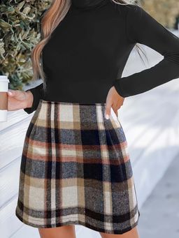 Outzidr - Multi Color Checkered Mini Skirt