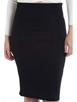 Outzidr - Black Knee Fitted Skirt