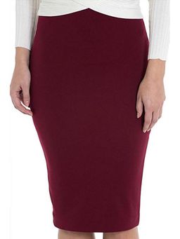 Outzidr - Wine Knee Fitted Skirt