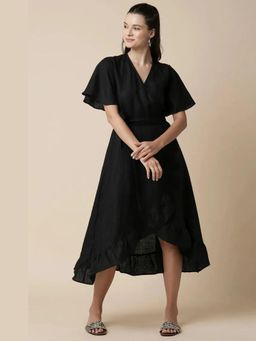 B Label - Black Whirl Wrap Dress
