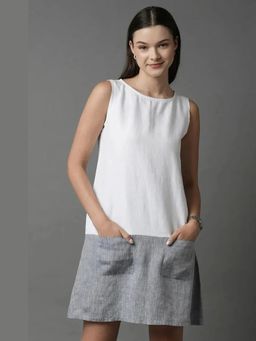 B Label - White A Line Dew Colorblock Dress