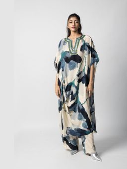 Advait - Marble Draped Printed Kaftan Co-Ord Set