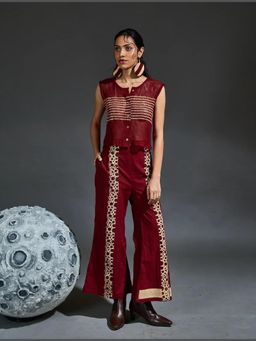 Banana Labs - Crater Maroon Mesh Crop Top Co-Ord Set