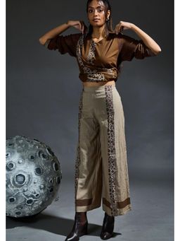 Banana Labs - Brown Self Design Comfortable Pure Cotton Palazzo