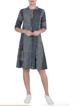 Banana Labs - Monochrome Stripey Block Printed Dress