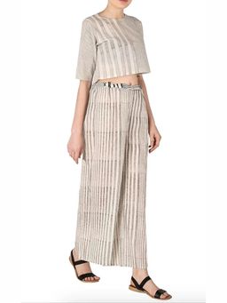 Banana Labs - White Stripes Comfortable Pure Cotton Palazzo