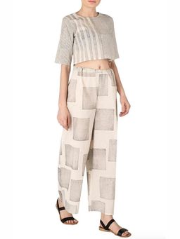 Banana Labs - White Geometric Comfortable Pure Cotton Palazzo
